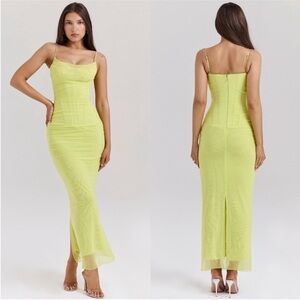 House of CB “Nalini” Acid Green Maxi Dress